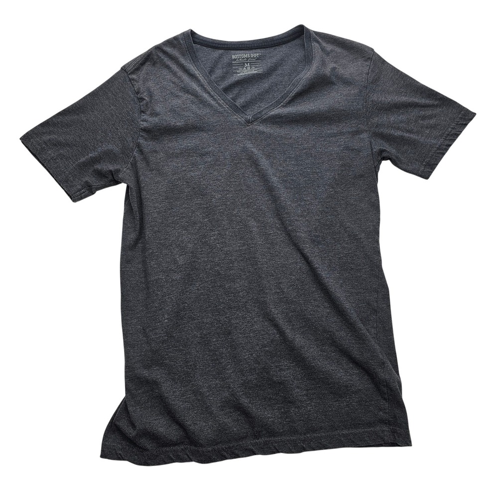 Bottoms Out Mens V-Neck‎ T-Shirt Charcoal Grey Heather Combed Cotton Blend M